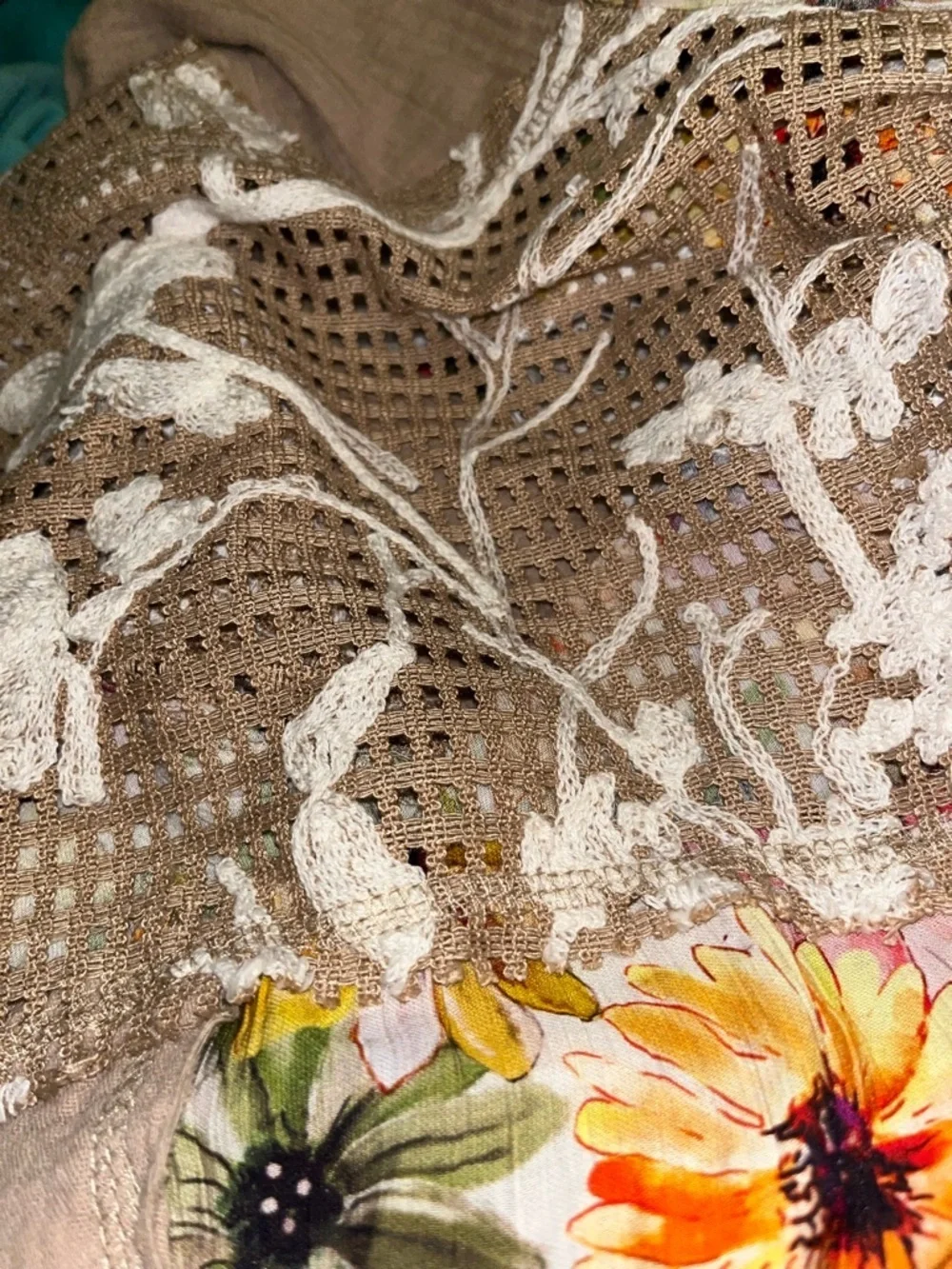 🌸POL Floral Patchwork Kimono Cardigan - Beige & Yellow Large P003